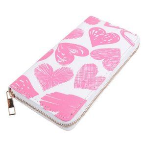 Heart Print Zip Around Wallet